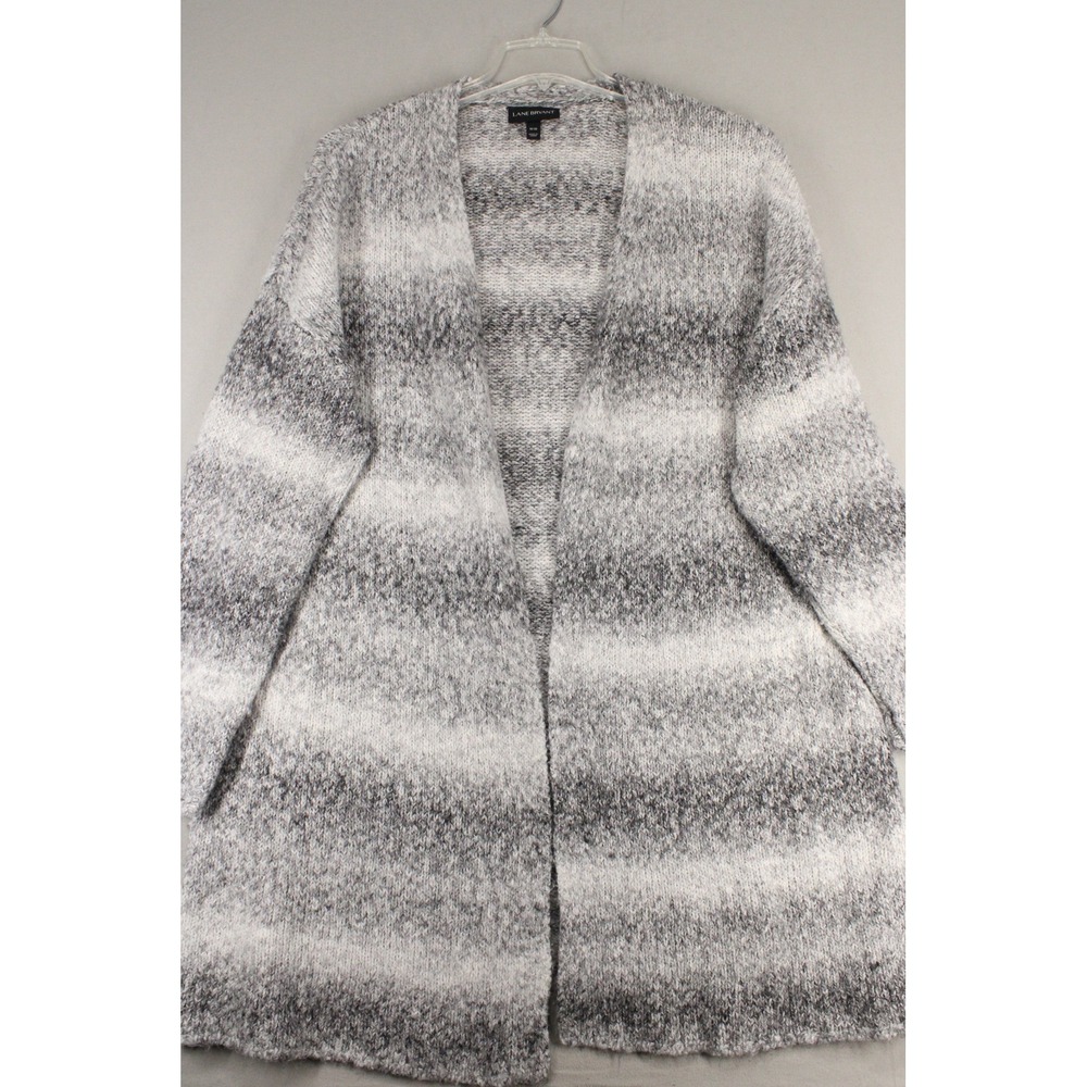Lane Bryant Cardigan Womens 18/20 Grey Space Dye Open Front Knit Sweater Casual